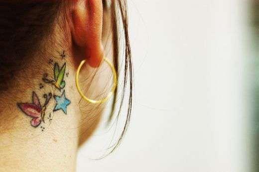 star tattoos designs on neck. Neck Tattoos, flowers neck tattoo, Butterfly neck tattoo, Star neck tattoo