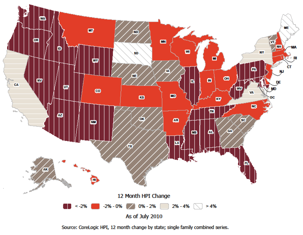 The Realty Buzz CoreLogic Home Price Index for July 2010