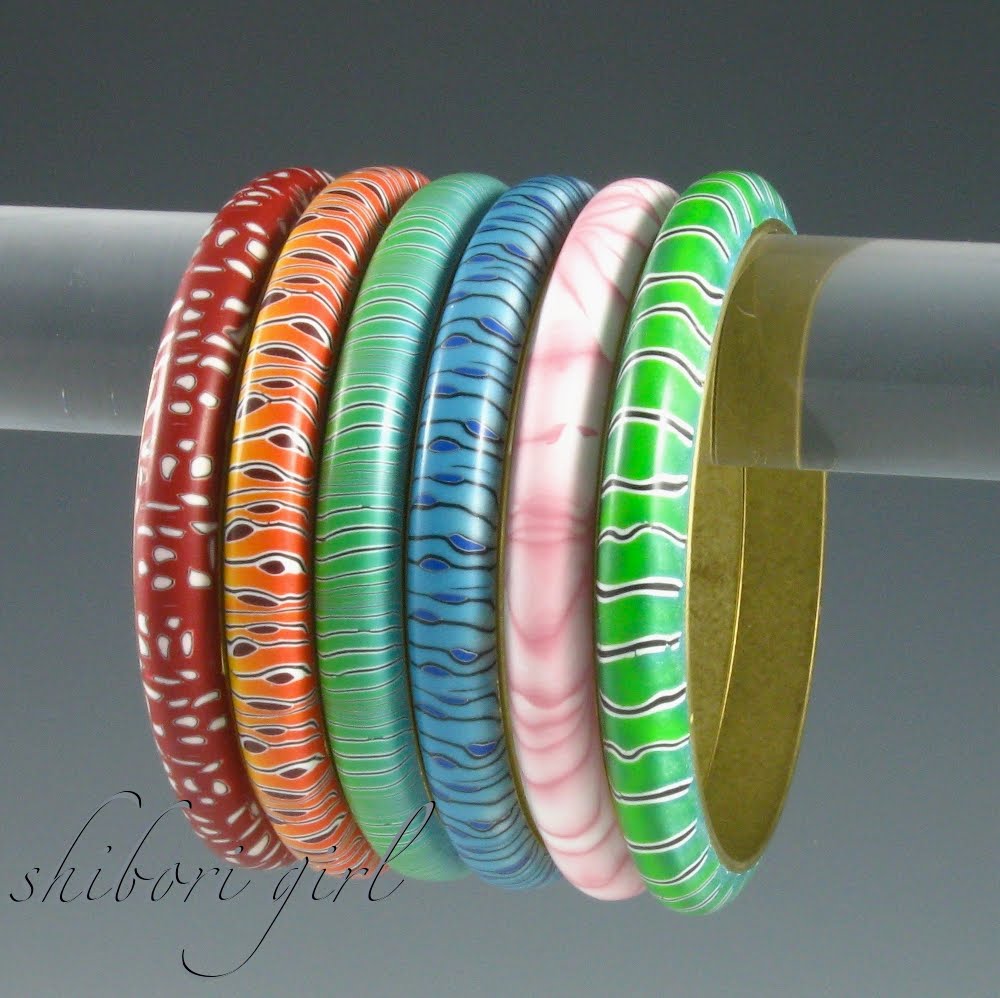 Shibori Girl Polymer Clay Bangles