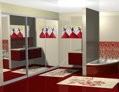 Diseño de cuarto de baño con armario ropero en la zona del lavavo