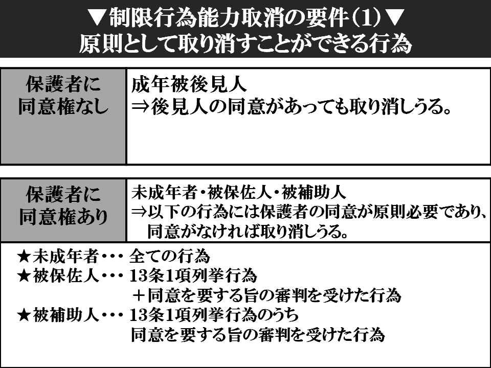 PointGetter行政書士・公務員 総則1：制限行為能力取り消しの要件効果