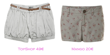 Shorts y bermudas: TopShop 49€ - Mango 20€