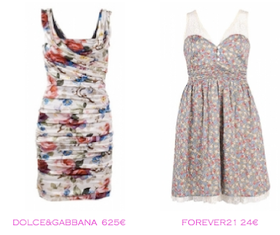 Comparativa precios: Vestidos print floral: Dolce&Gabbana 625E vs Forever21 24€