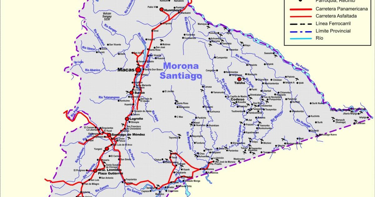 Mapas de Ecuador Mapa de la Provincia de Morona Santiago Mapas de Ecuador Mapa de la Provincia de Morona Santiago