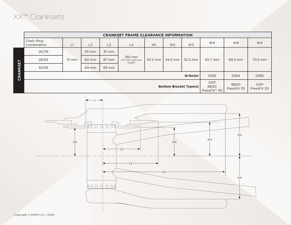 gearEleven International SRAM XX 2x10 MTB Crankset Compatibility