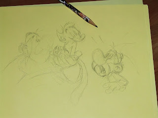Asterix Obelix 50 Goscinny Uderzo sketch inks Kiki ring-tailed lemur