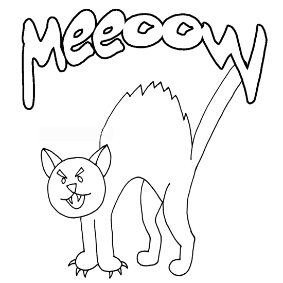 halloween black cat coloring pages free - photo #38