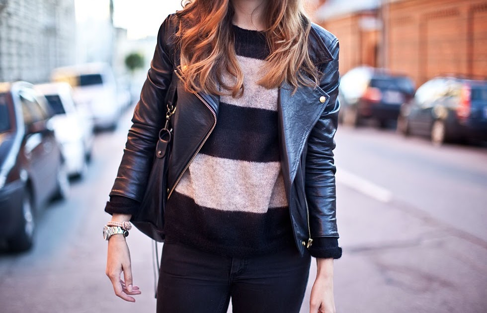 sleepyheadfawn: Leather jacket & Stripes