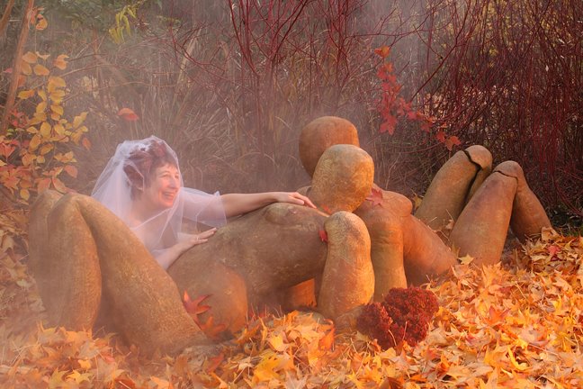 Barbara Blossom with Sunbathers (Loma Smith photo, Katy McFadden sculptor)