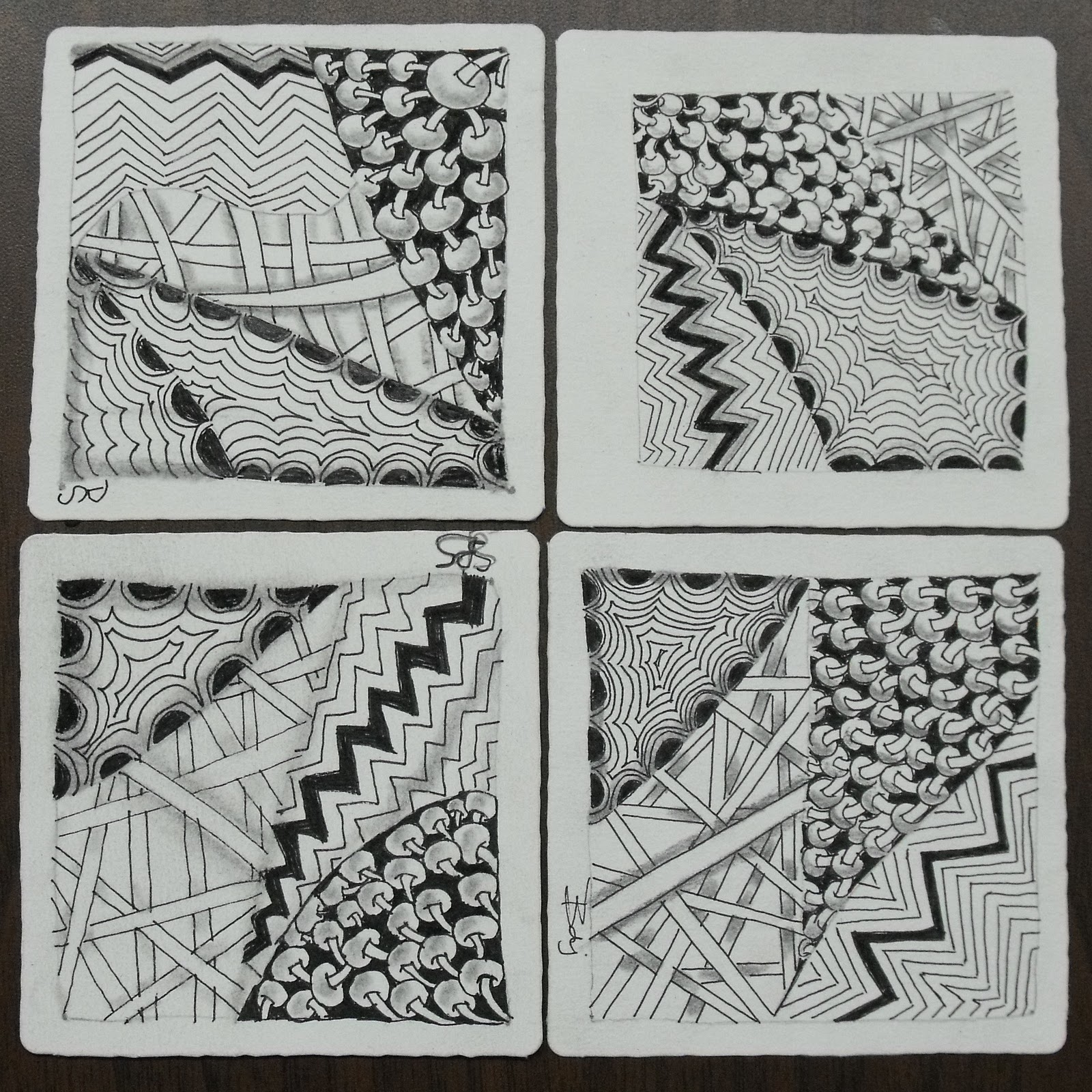 In Rosie's Book Zentangle Tiles from Introductory Class