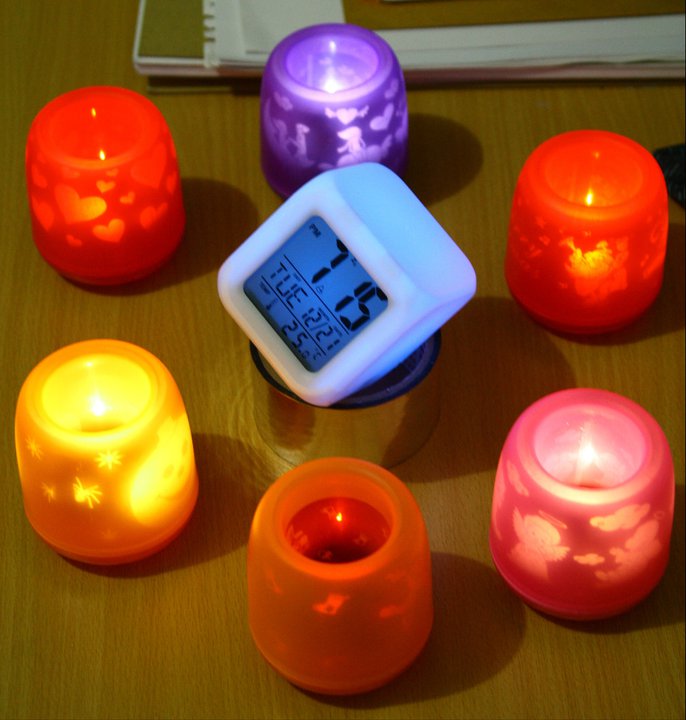 The Rainbow: Moody Clock and Electric Candle