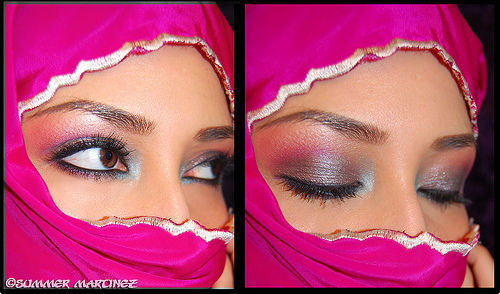 Blue Dramatic Arabic Eye Makeup Purple Color Arabic Eye Makeup