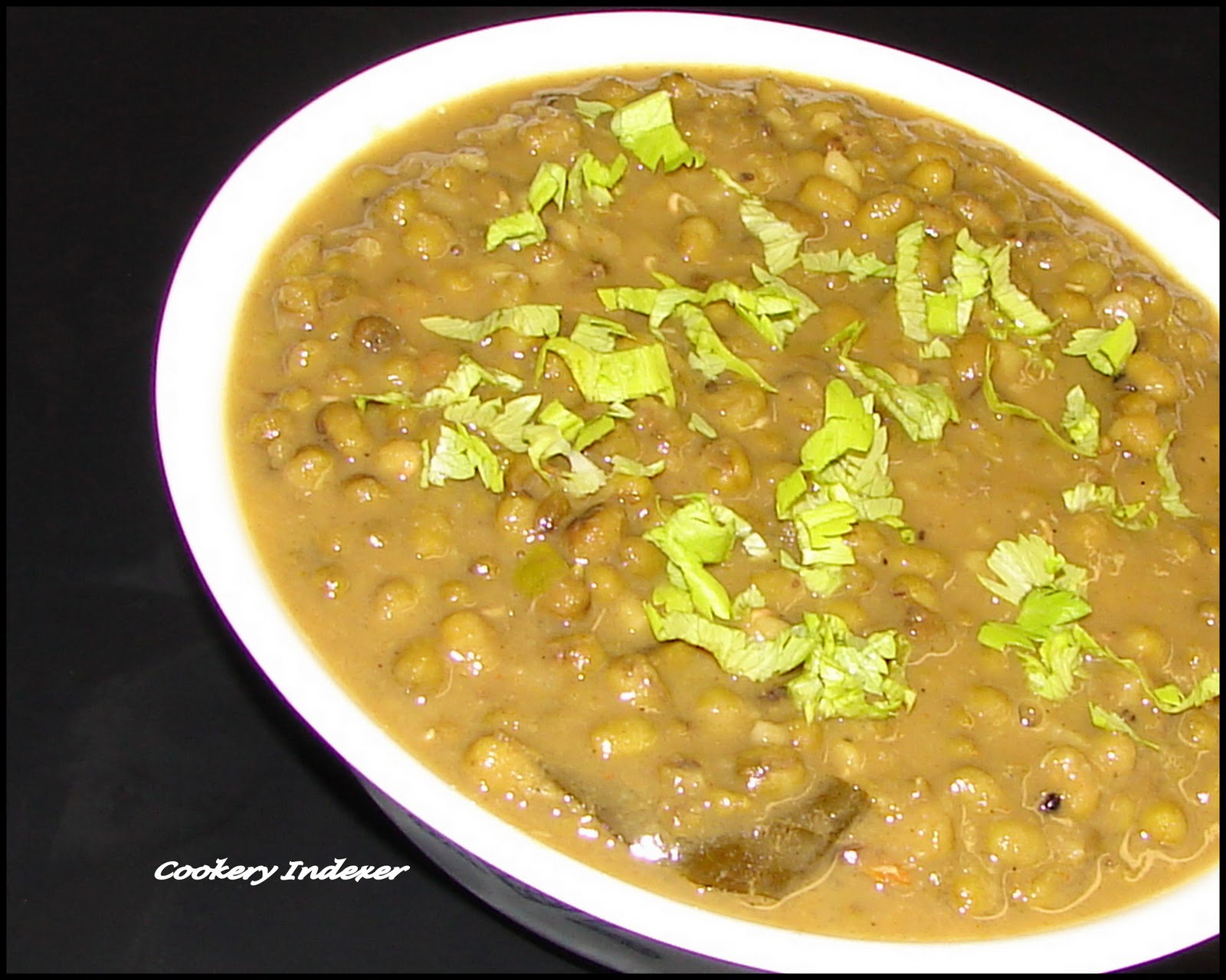 ! Regional Indian Cuisine Blogroll ! Whole Moong Curry (Green Gram Curry)