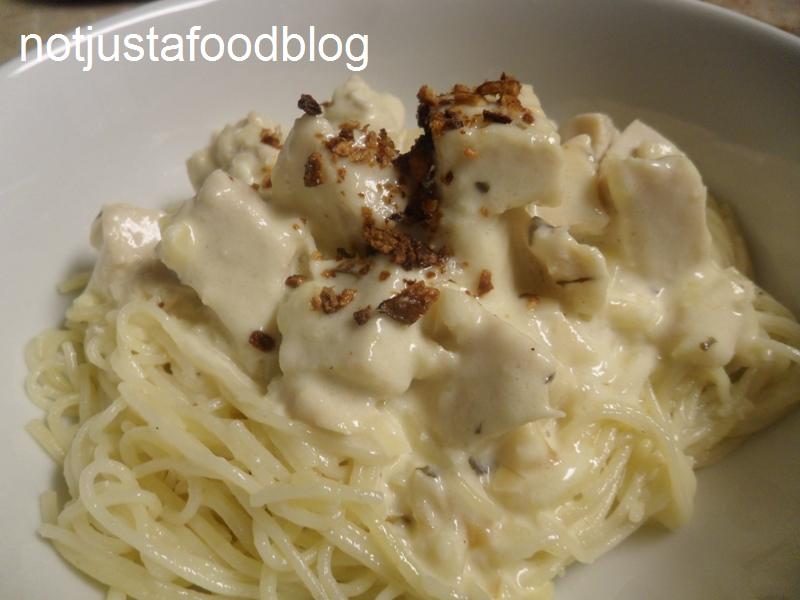 Pasta with Chicken in GarlicAsiago Sauce Not Just A Food Blog