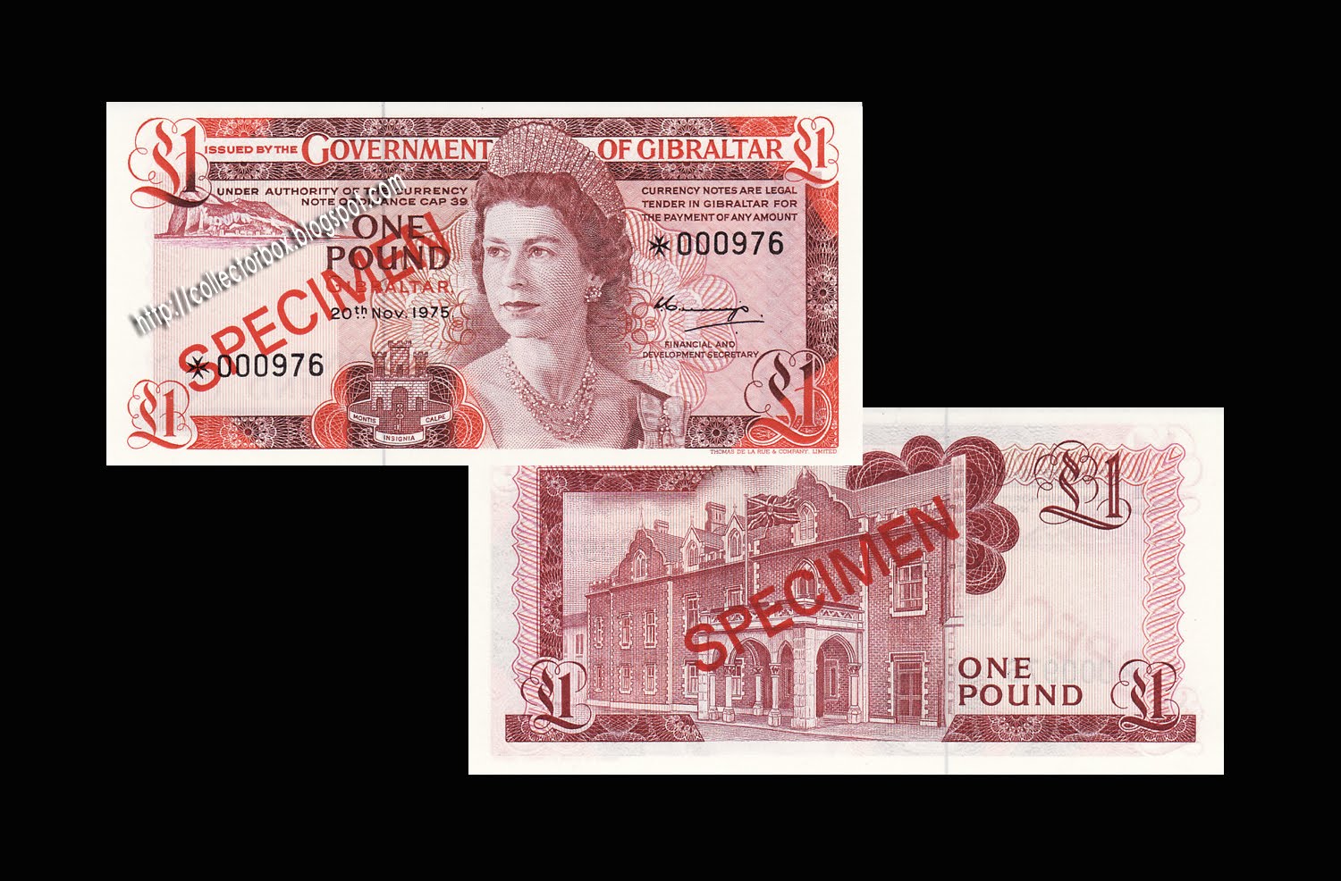 COLLECTORBOX World banknotes and coins Gibraltar Specimen banknotes