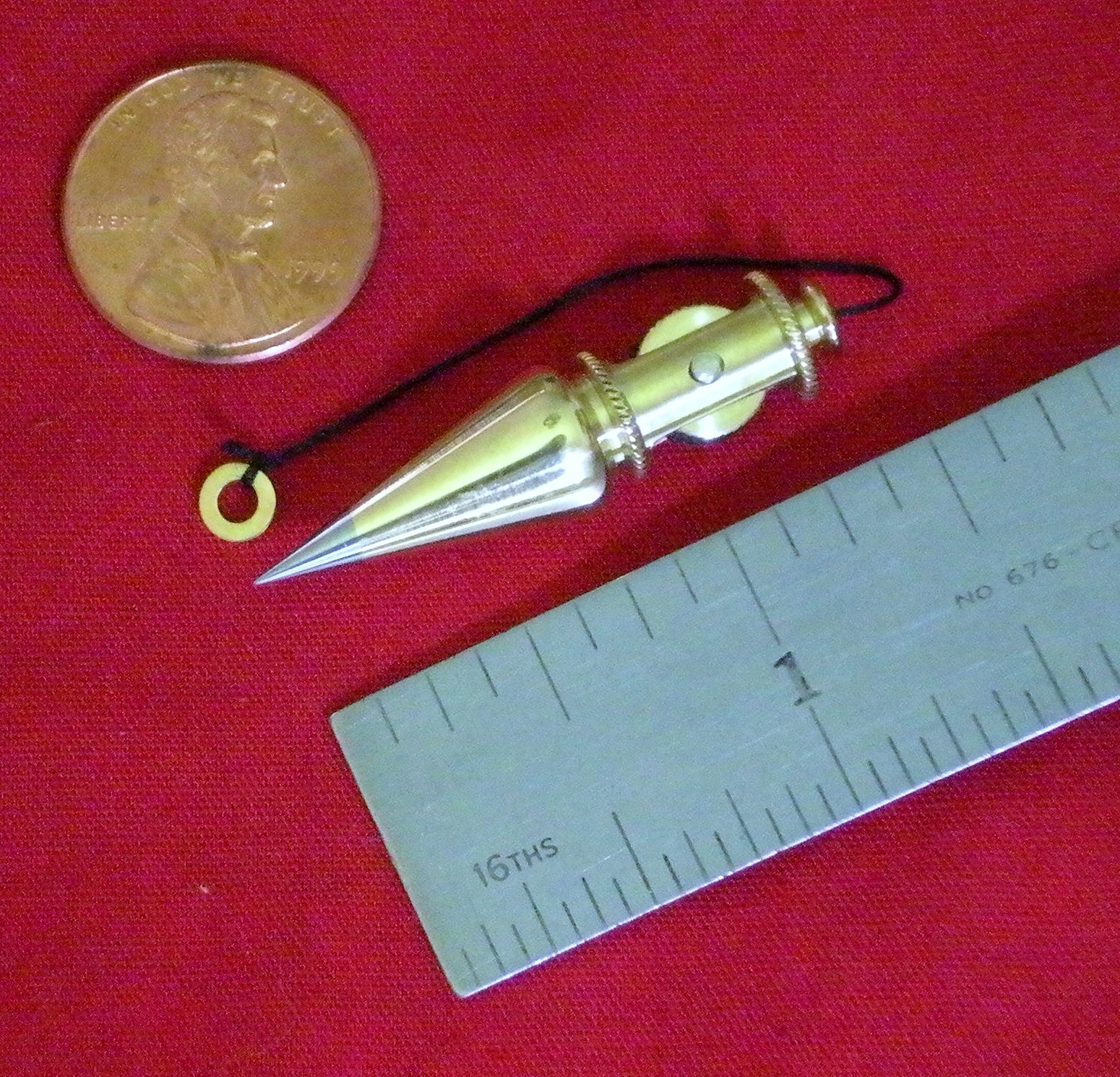 Miniature Plumb Bobs Miniature Fancy Brass Plumb Bob with Built in Reel