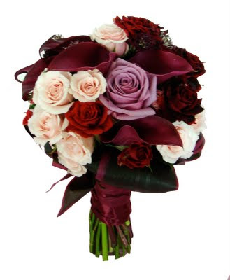 Dark purple and red calla wedding bouquet Red calla pink 