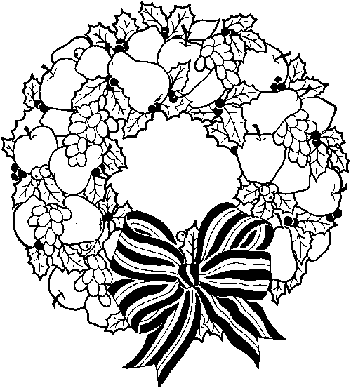 christmas wreath clipart black and white - photo #23