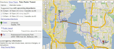 google transit integre a google maps