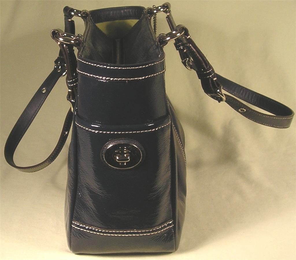 Authentic Branded Coach Navy Patent Leather Tote Purse 13761 Coach Navy Patent Leather Tote Purse 13761