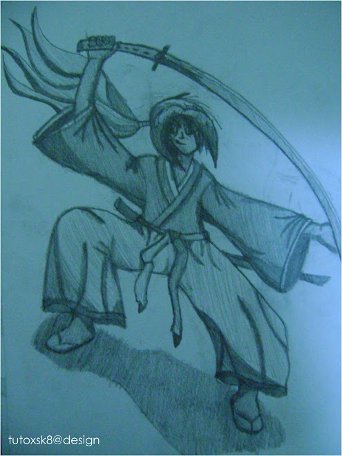 dibujo ninja estilo samurai x