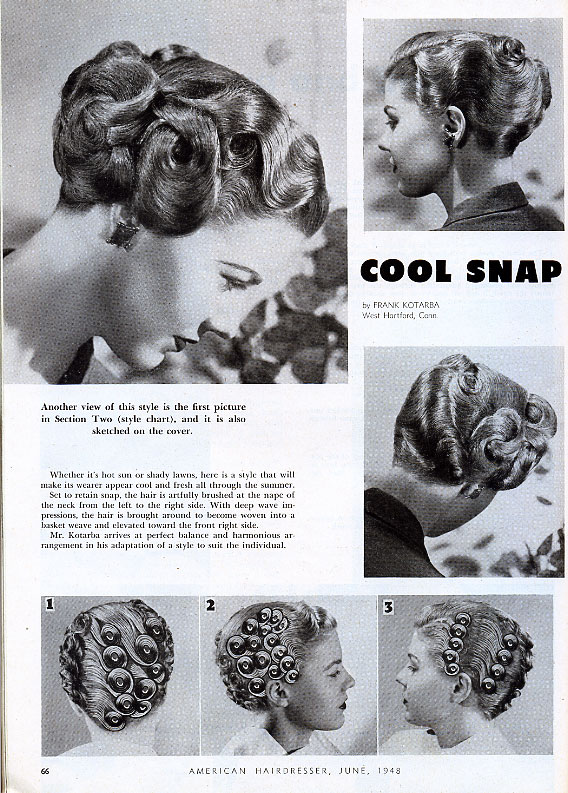 Forties Fashions: Vintage Haircuts & Hairstyles for Short Hair pin curl diagram state board 