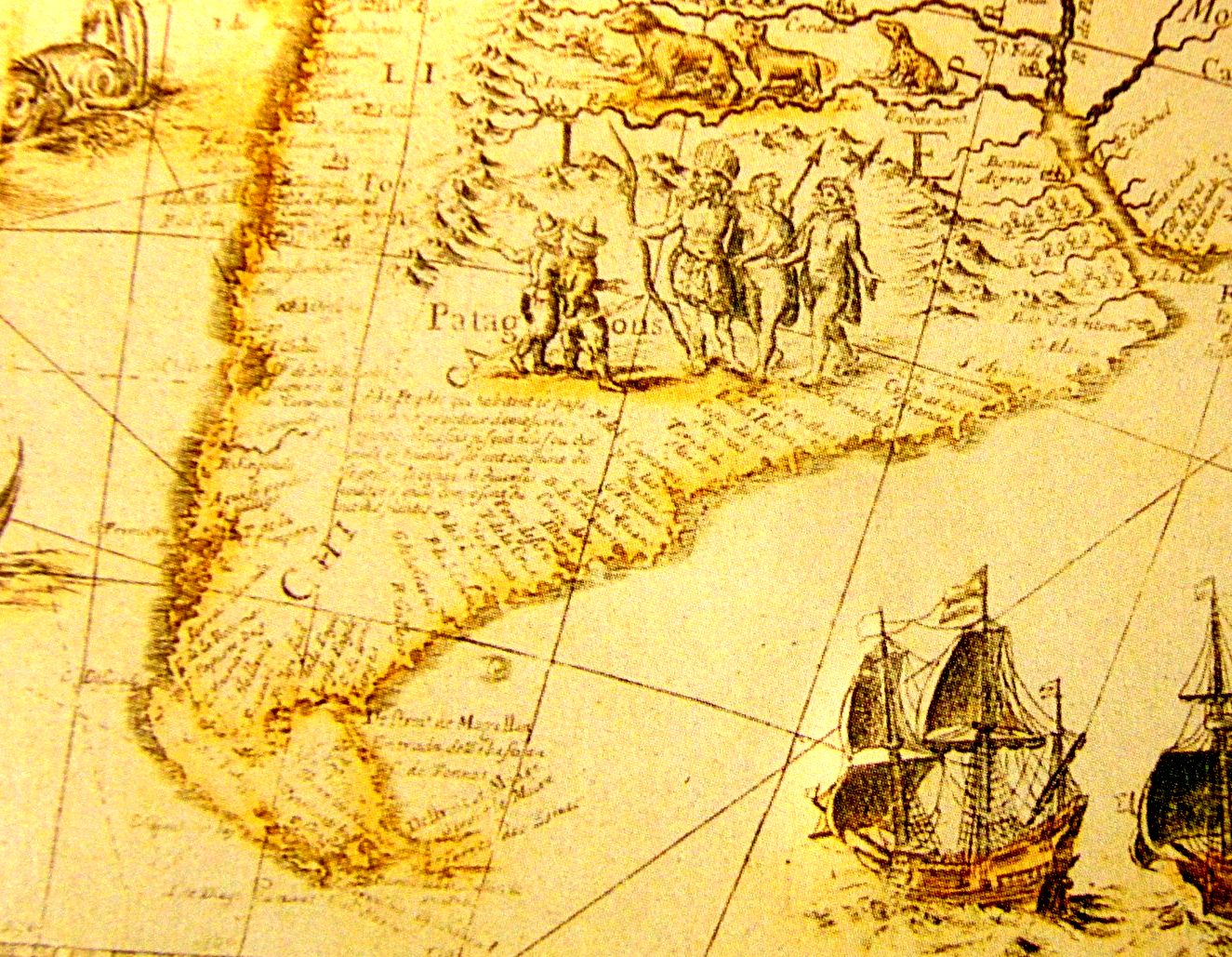 Patagons. A map from 1669 | Patagonian monsters