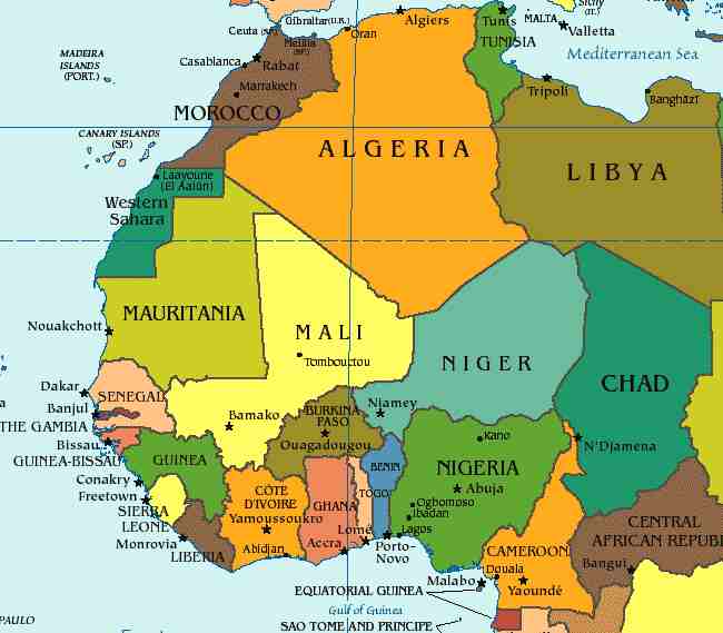 africa map with capitals. africa map with capitals.