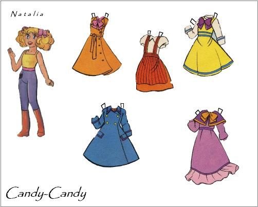 Muñecas para recortar: Candy de papel con vestidos