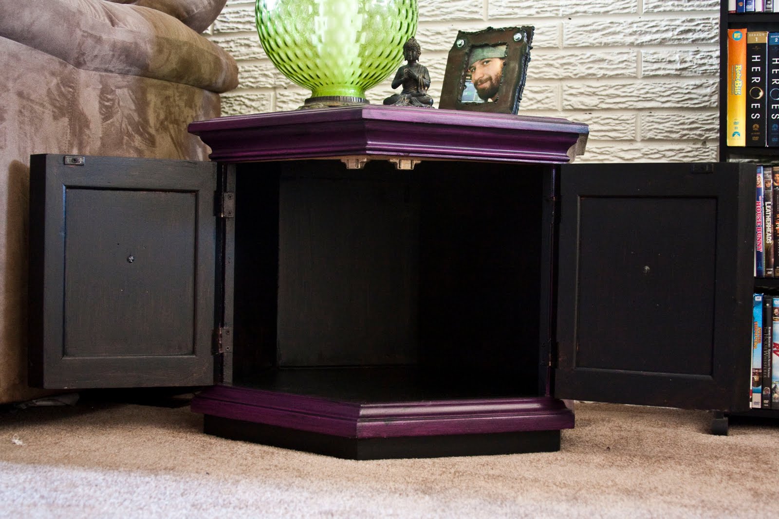Modernly Shabby Chic Furniture Purple and Black Nightstand