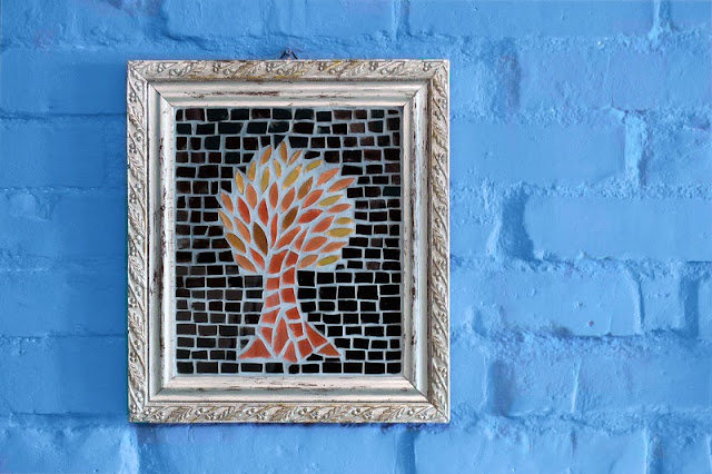 Szklana mozaika - obrazek Drzewko szkiełek i paciorków