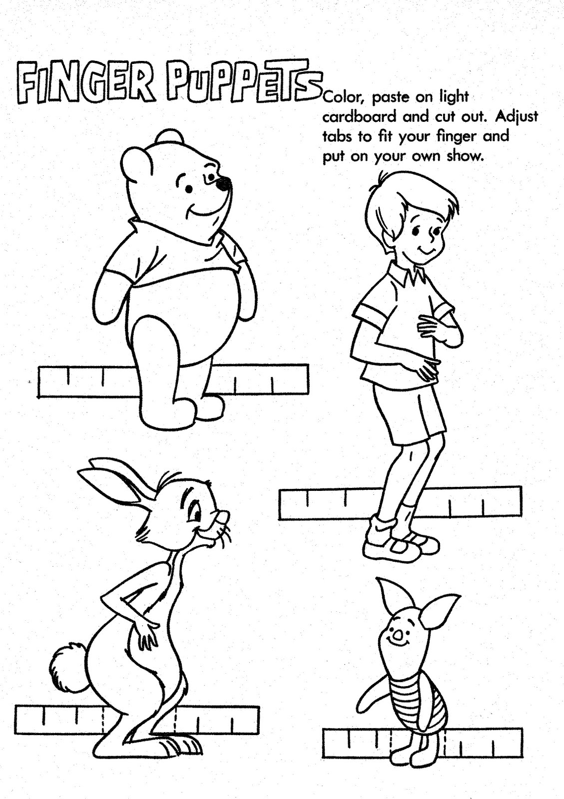 Mostly Paper Dolls WINNIE THE POOH Finger Puppets