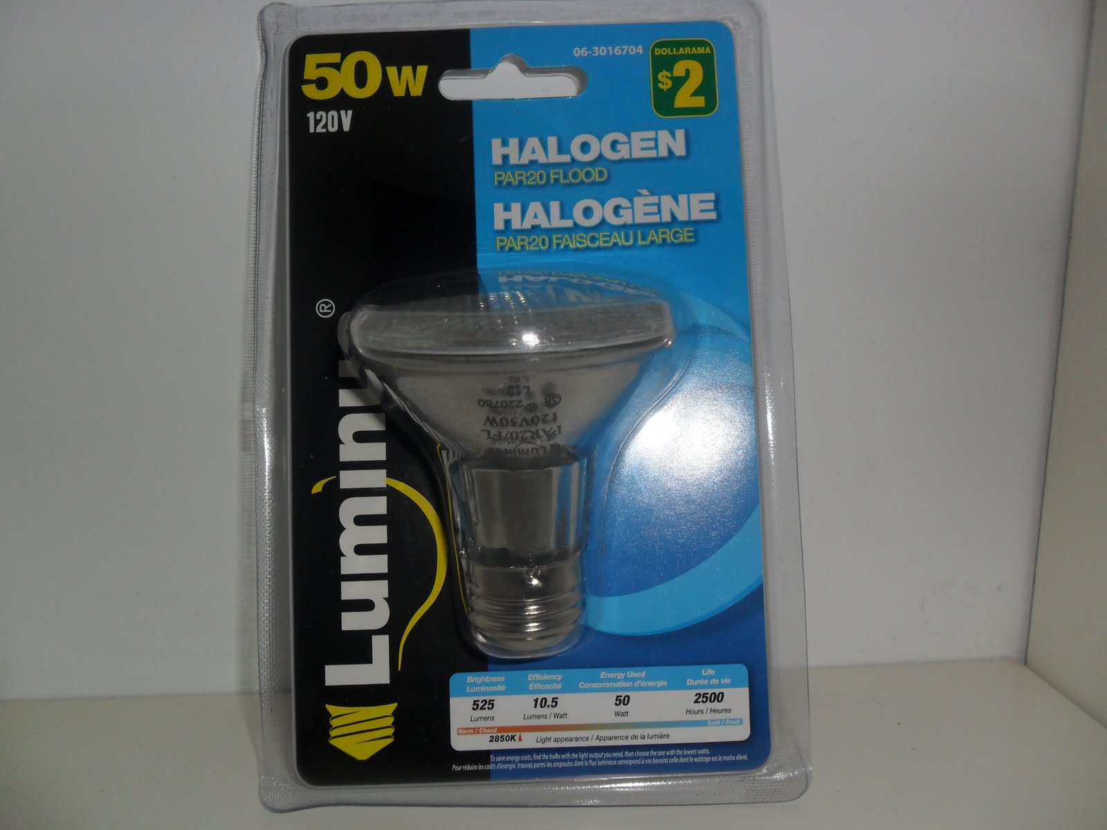 Dollarlife Ampoule Luminus Halogène Par20 faisceau large 50W 120V , 2.