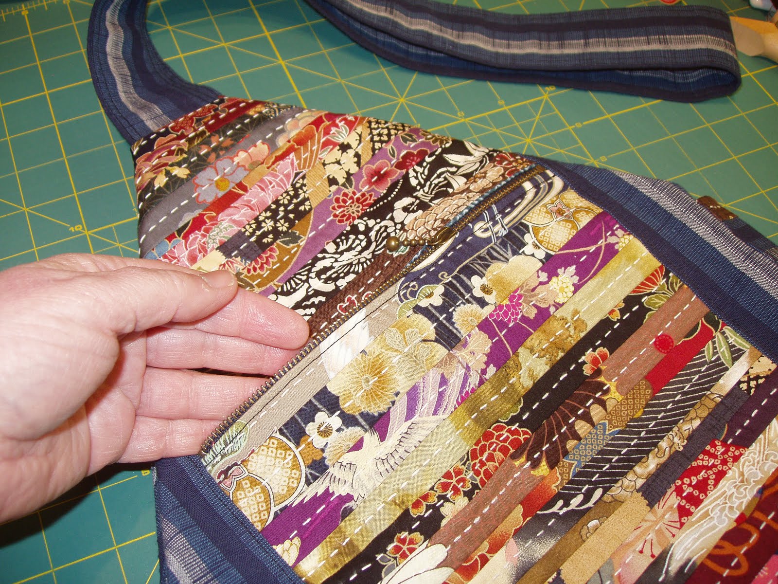 sashiko and other stitching Rice Sack Bag revisited