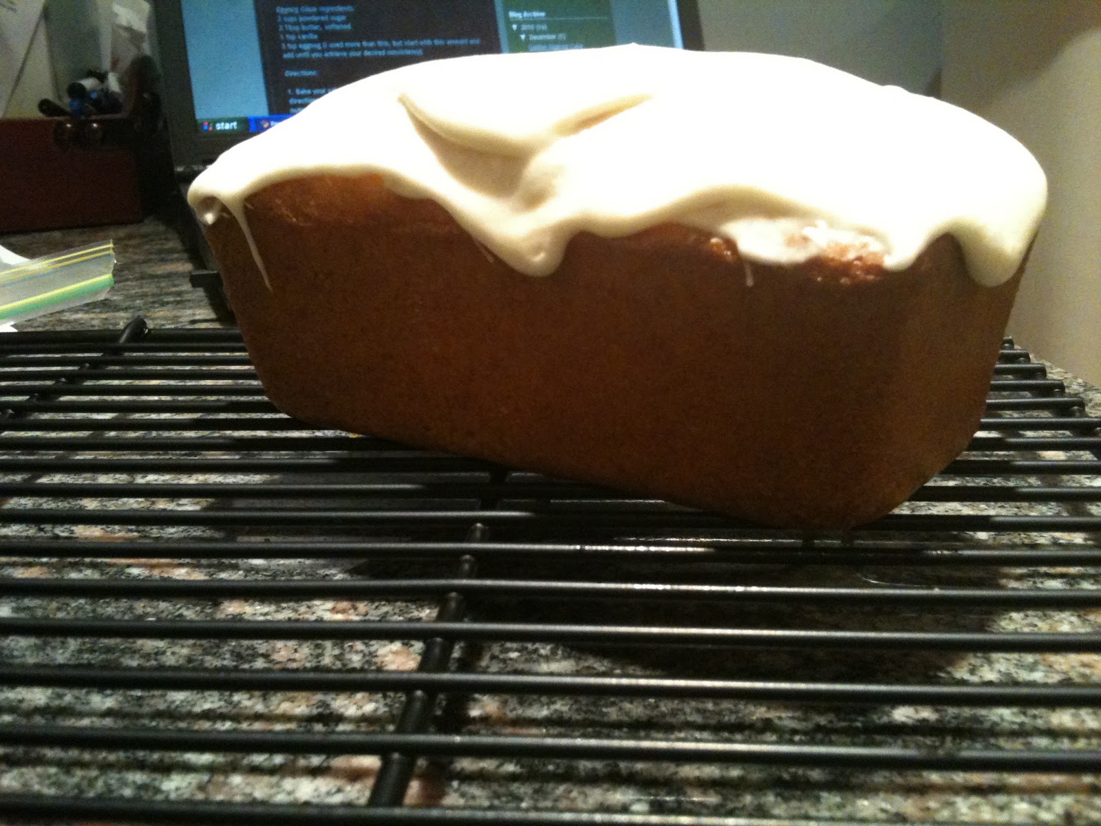 Powdered Sugar Golden Eggnog Cake