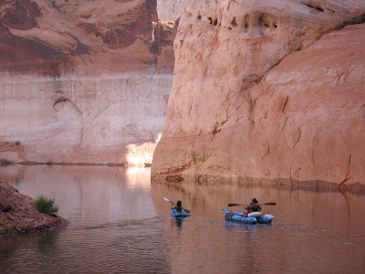visiting Lake Powell in kayaks and pack cats