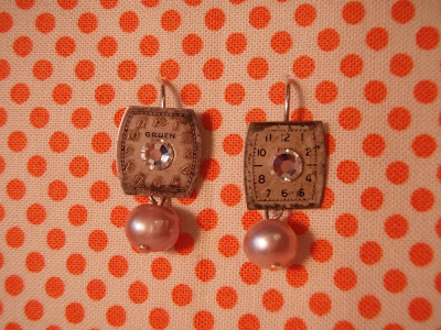 upcycled vintage watch face earrings