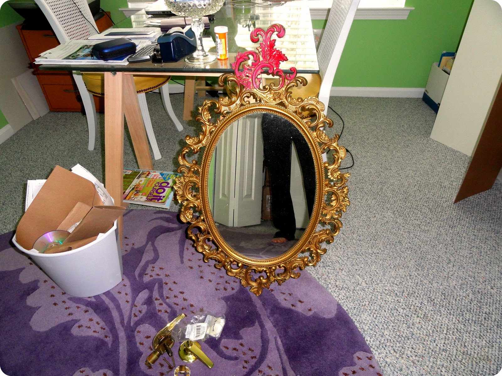 first home makeover Spray Painted Mirror