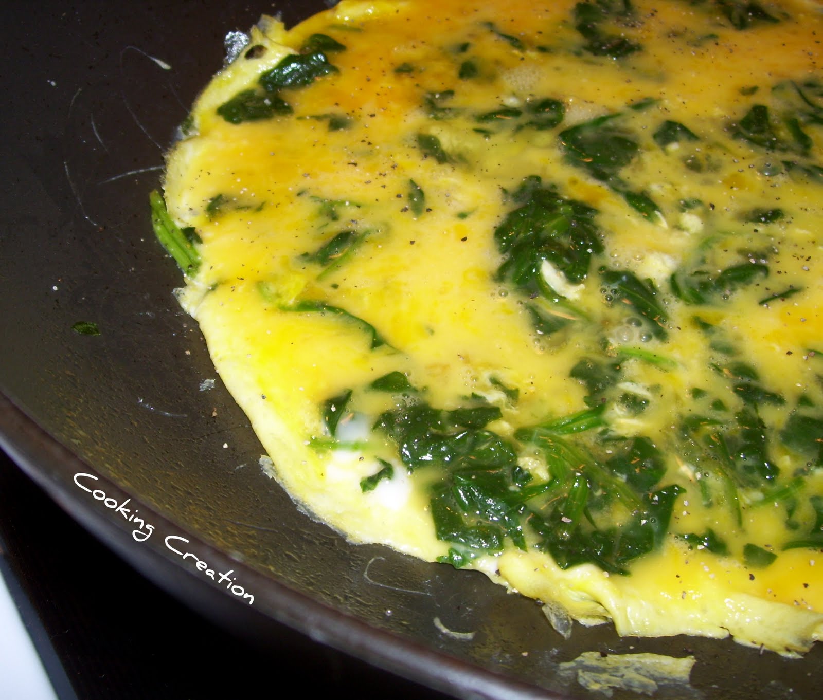Cooking Creation Pancetta and Spinach Omelette