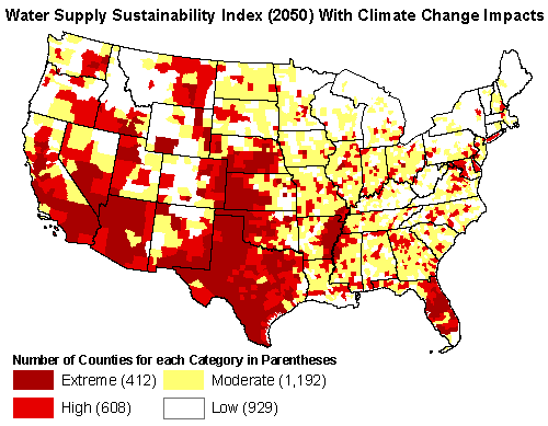 Water Supply Sustainability Index (2050) With Climate Change Impacts