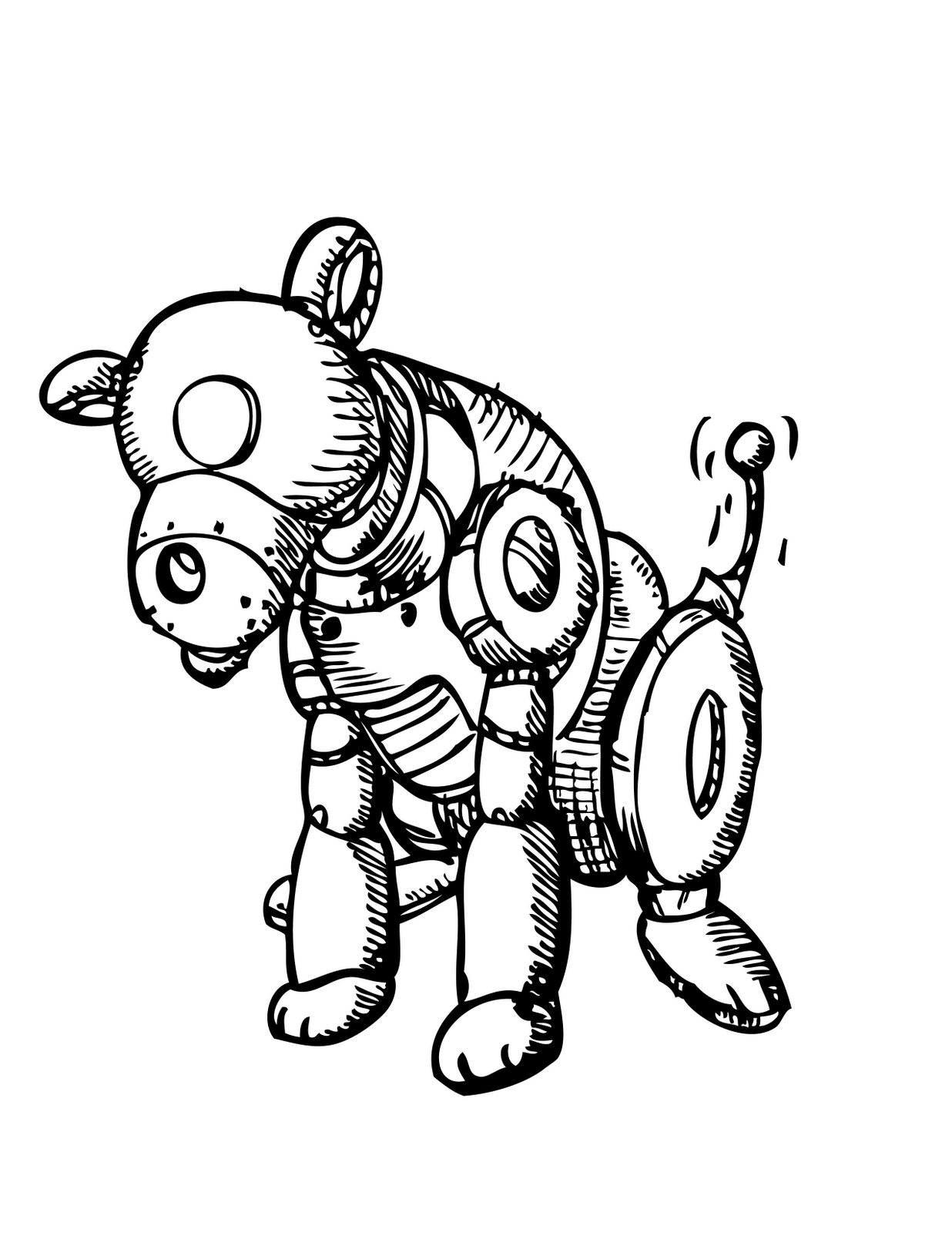 Simple Robot Dog Drawings Sketch Coloring Page