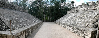 One of two ballgame courts at the Mayan ruins of Coba