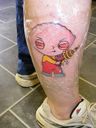 tattoo guy tattoos stewie leg cartoon dews views katana gun lower evil ink
