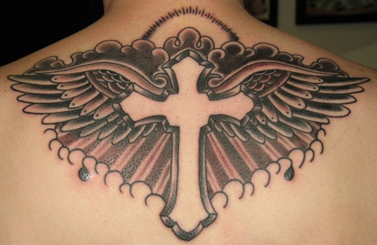 cross tattoos with wings