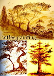 painting coffee while paper landscape water background effect
