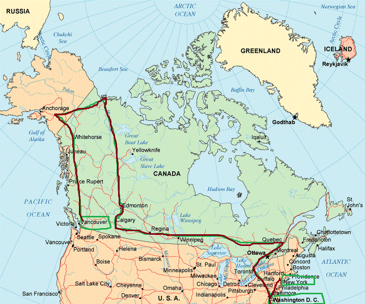 Oh, wie schön ist CANADA Unsere Route (geplant)