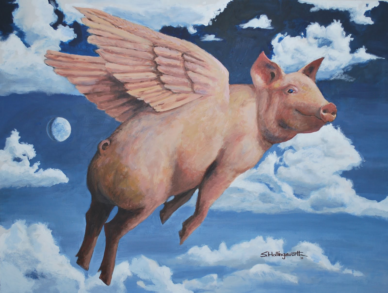 Летающая свинка. Летающий поросёнок. Свинка с крыльями. Летающая свинья. Свинья с крыльями живопись.