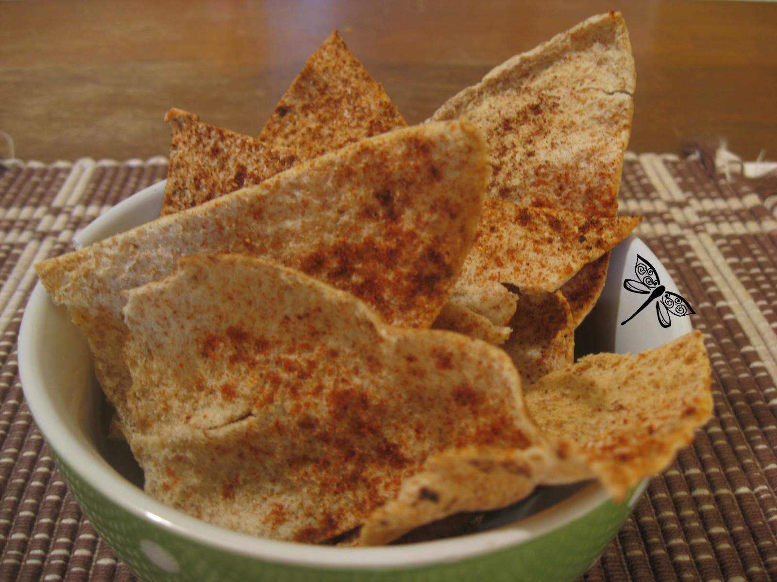 Libellule et ses spatules Chip de pita ( et de tortillas )