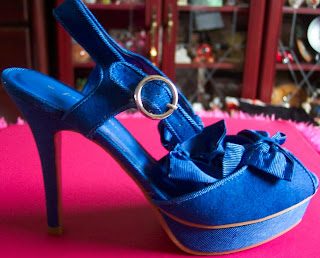 Matalan blue bow platform sandals