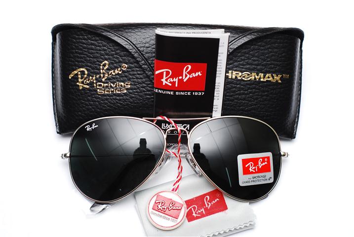 ray ban aviator black with silver frame